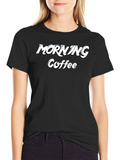 Morning Coffee Graphic Tee - Black Casual T-Shirt