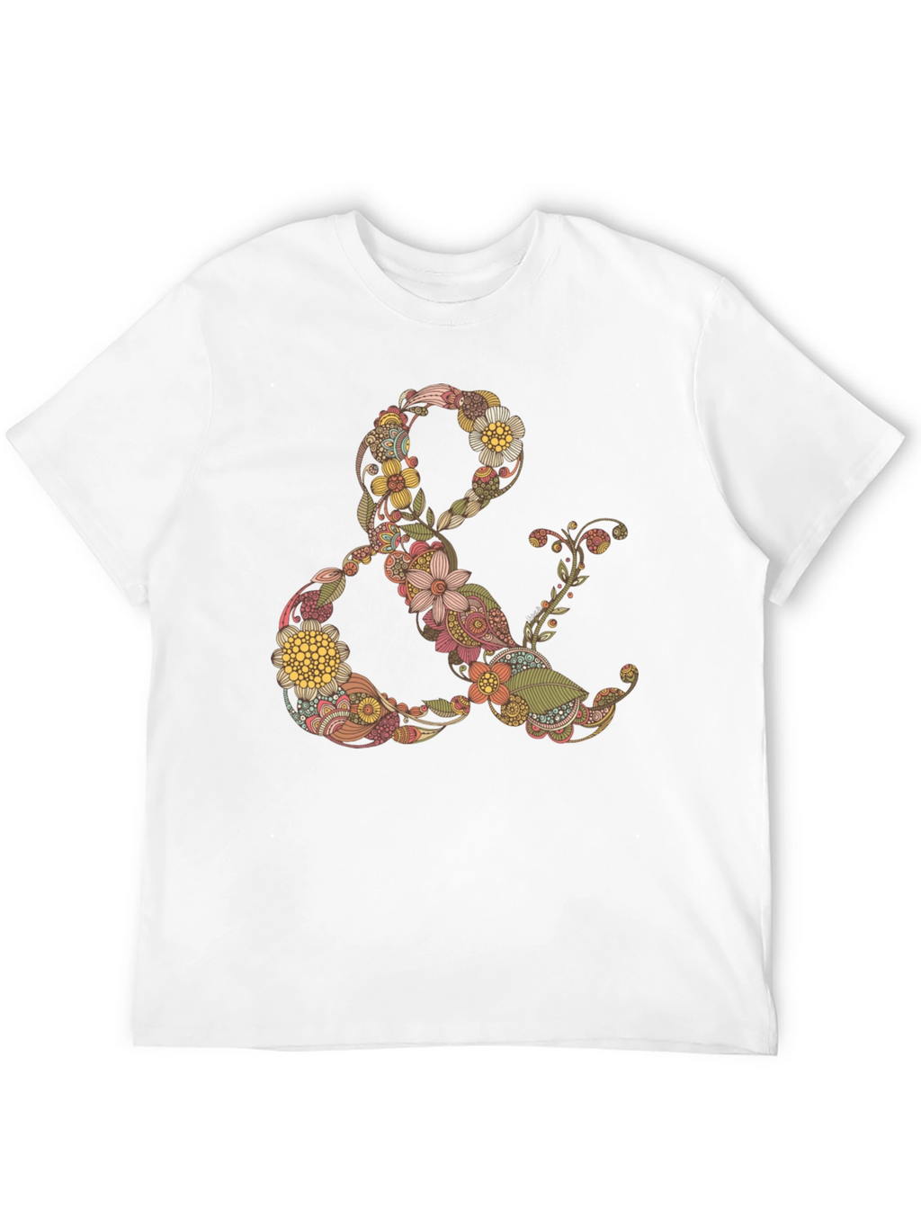 Floral Ampersand Graphic Tee - Black Casual T-Shirt
