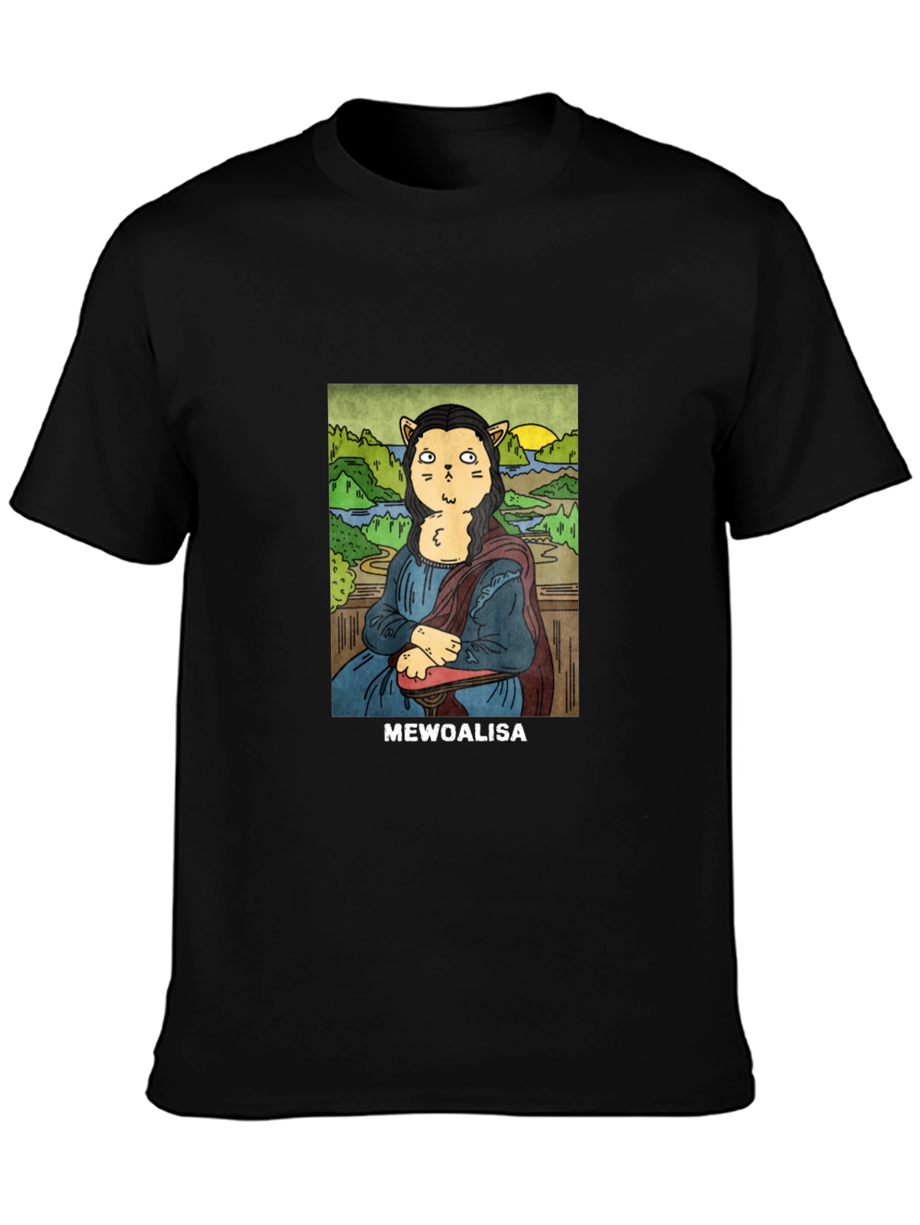MeWoalisa T-Shirt: Cat Mona Lisa Graphic Tee