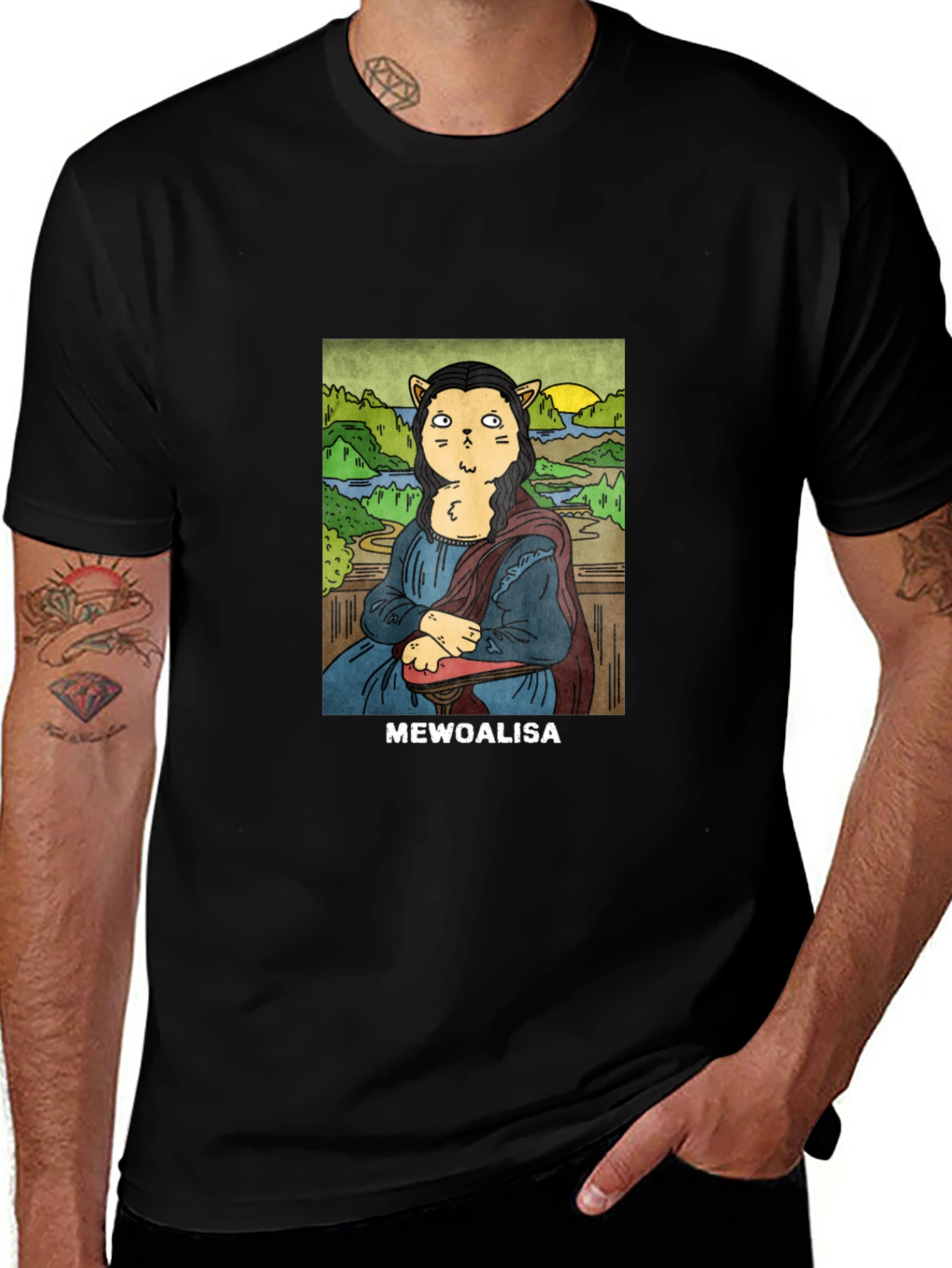 MeWoalisa T-Shirt: Cat Mona Lisa Graphic Tee