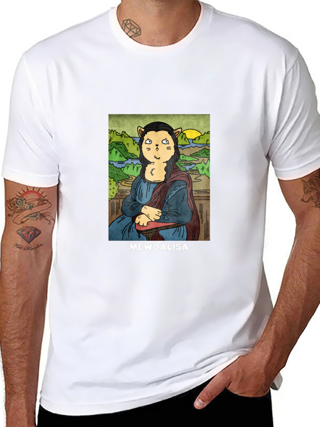MeWoalisa T-Shirt: Cat Mona Lisa Graphic Tee