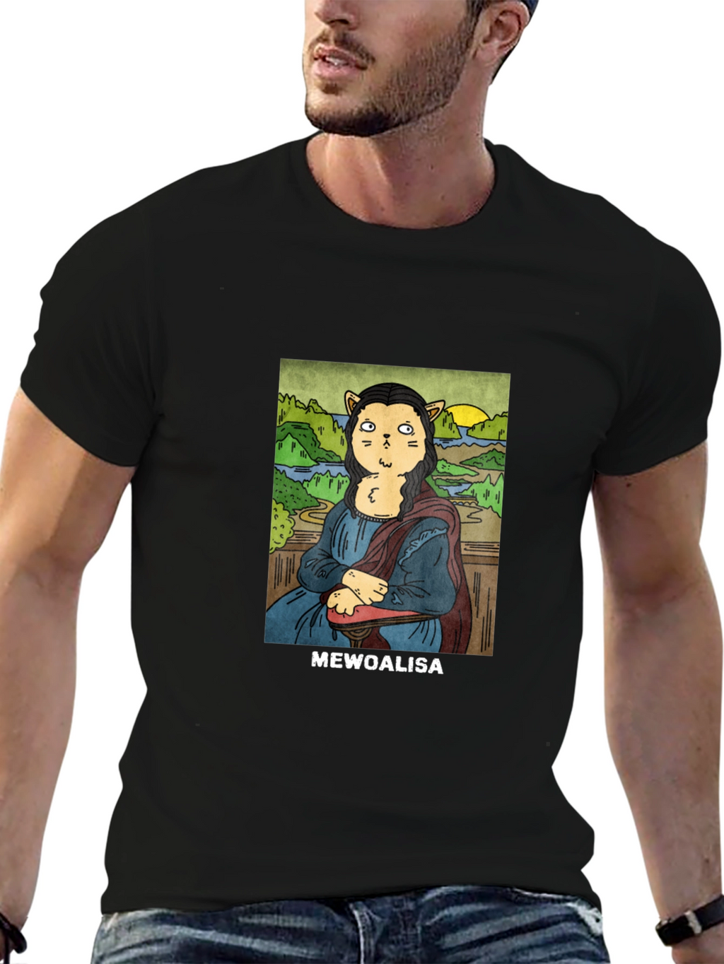 MeWoalisa T-Shirt: Cat Mona Lisa Graphic Tee