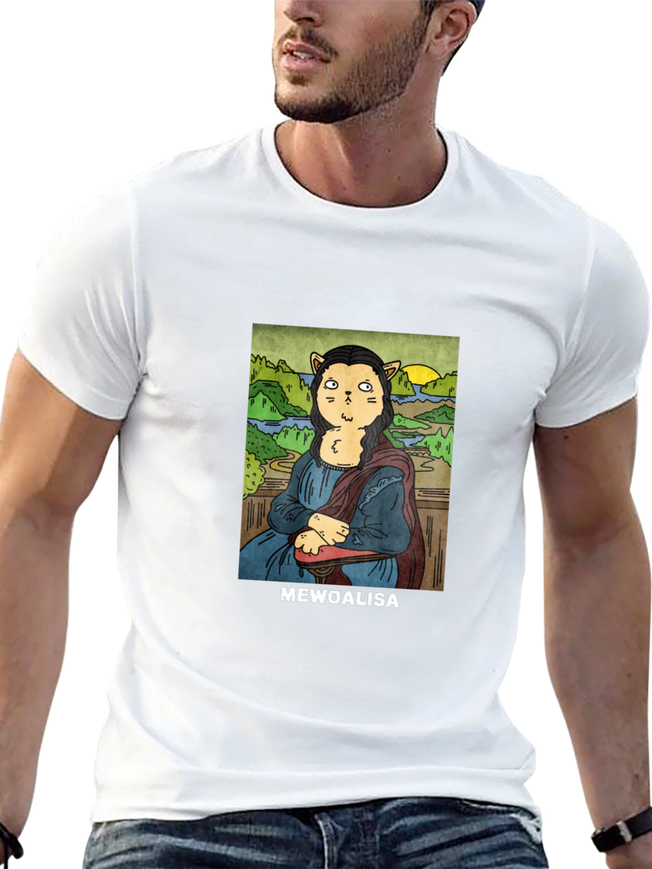 MeWoalisa T-Shirt: Cat Mona Lisa Graphic Tee