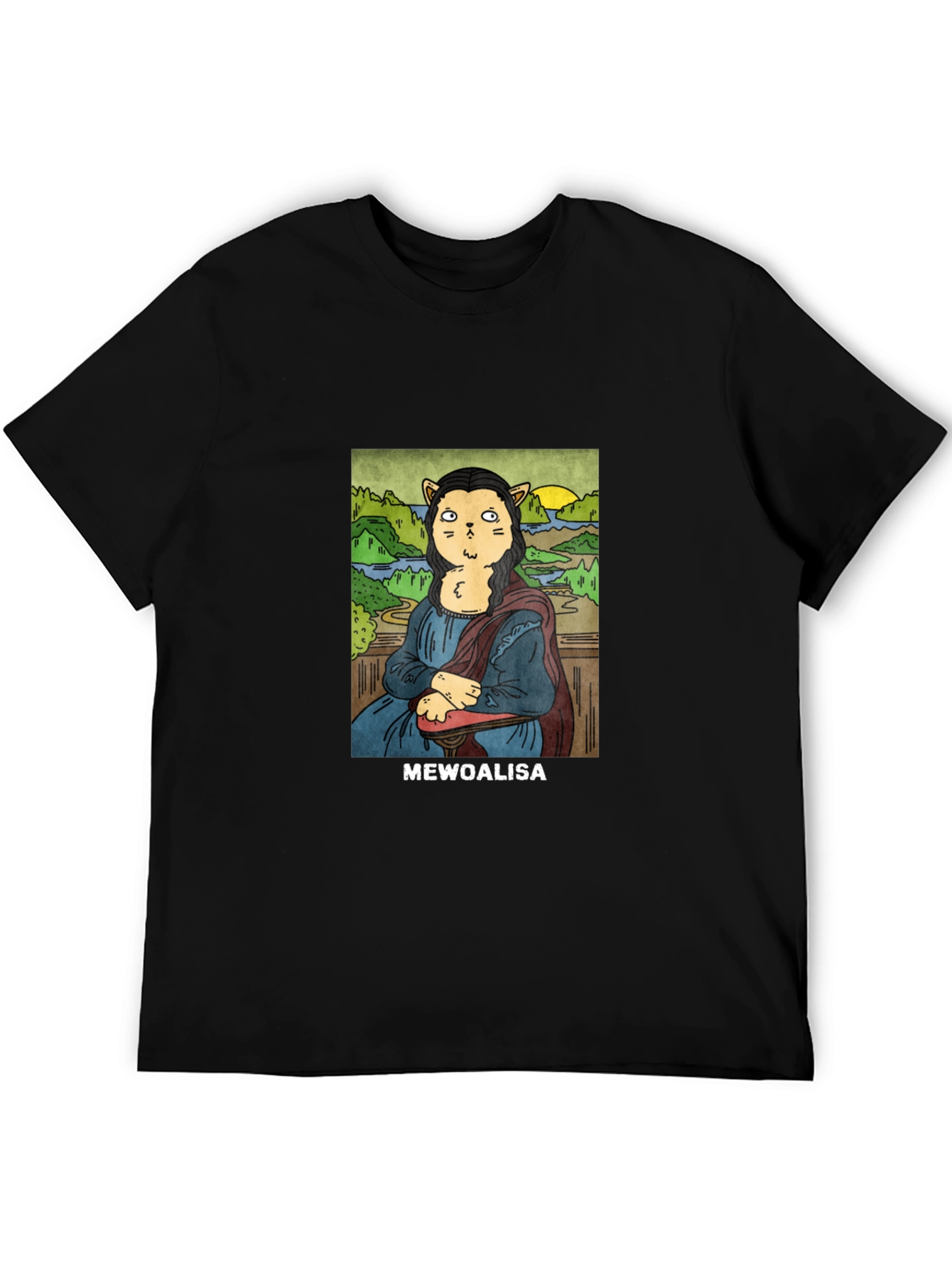 MeWoalisa T-Shirt: Cat Mona Lisa Graphic Tee