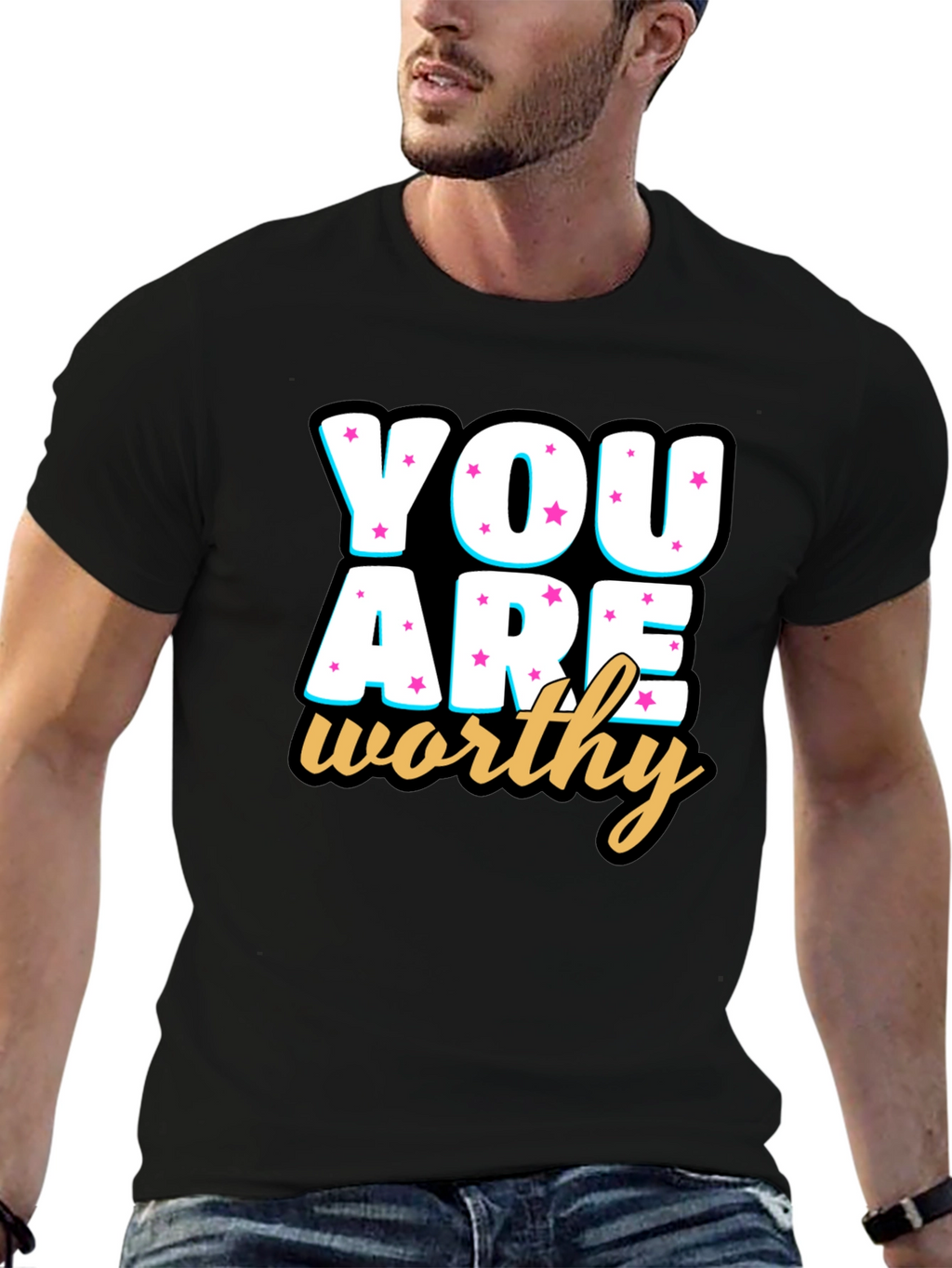 You Are Worthy Black Graphic Tee