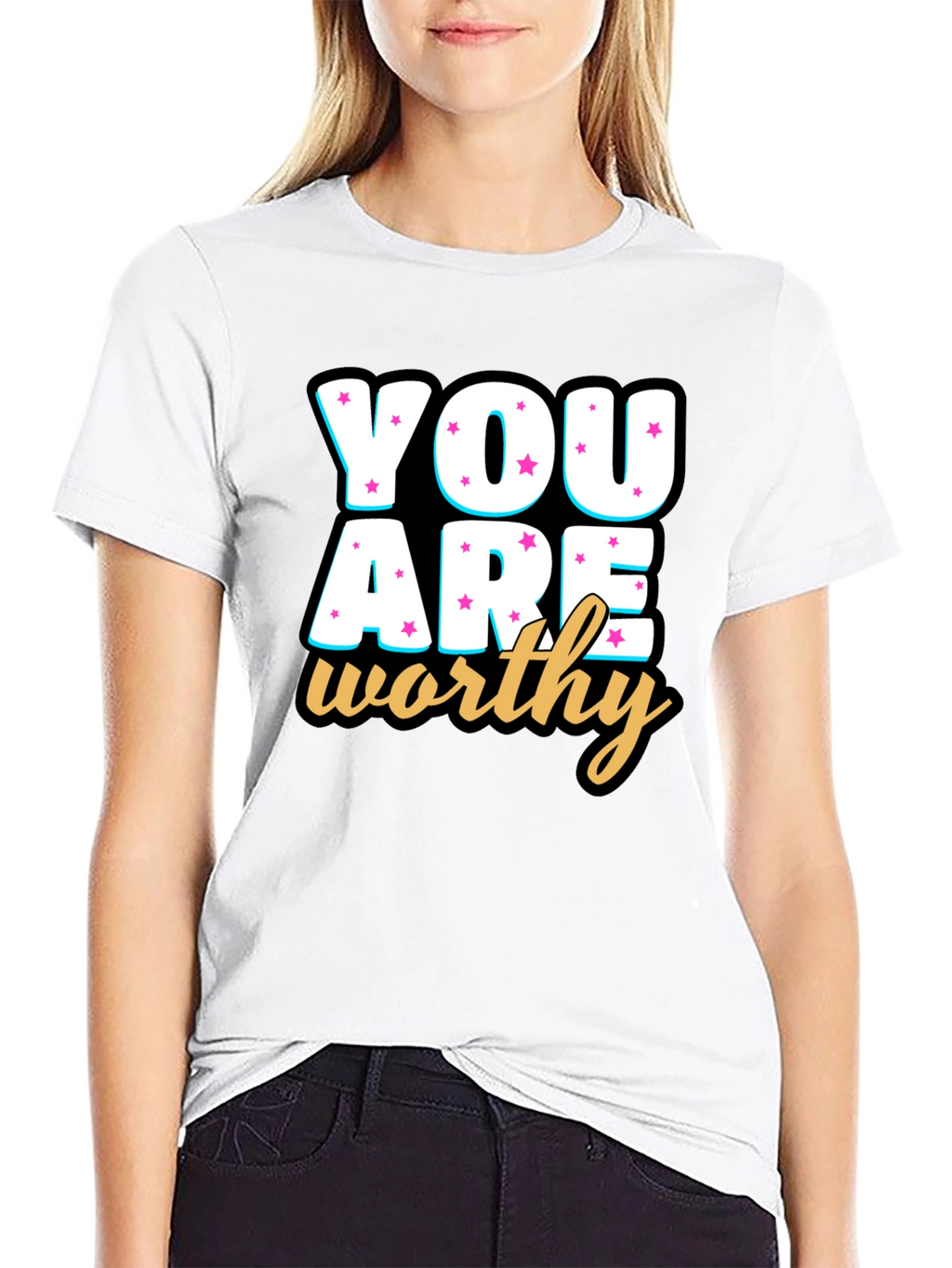 You Are Worthy Black Graphic Tee