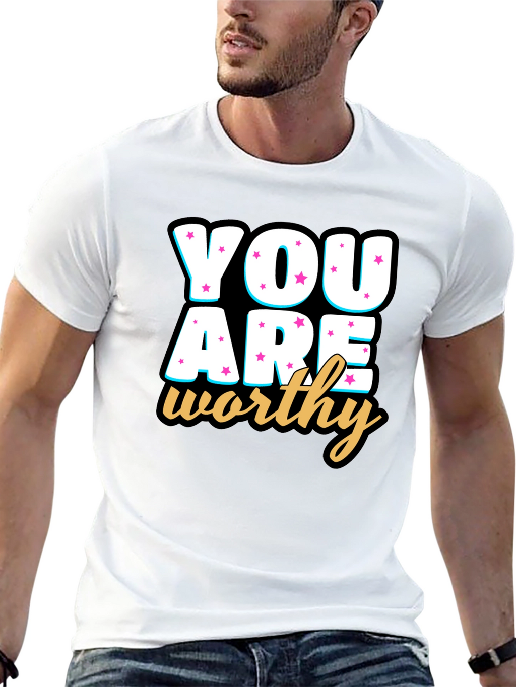 You Are Worthy Black Graphic Tee