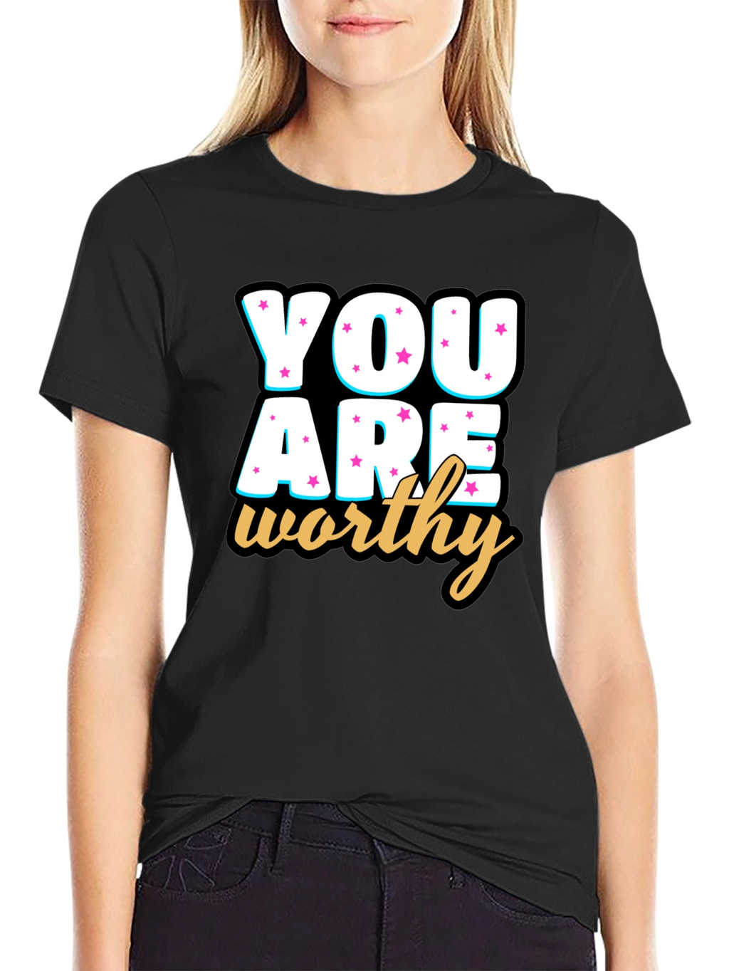You Are Worthy Black Graphic Tee