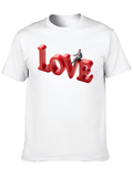 Love T-Shirt: Man Sitting on Word Art