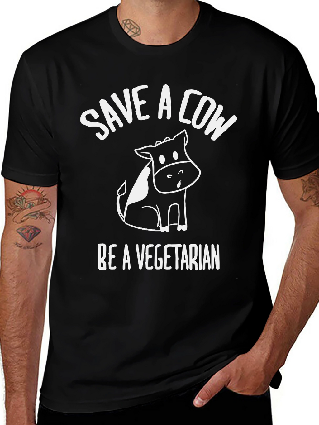 Save a Cow Be Vegetarian Graphic T-Shirt