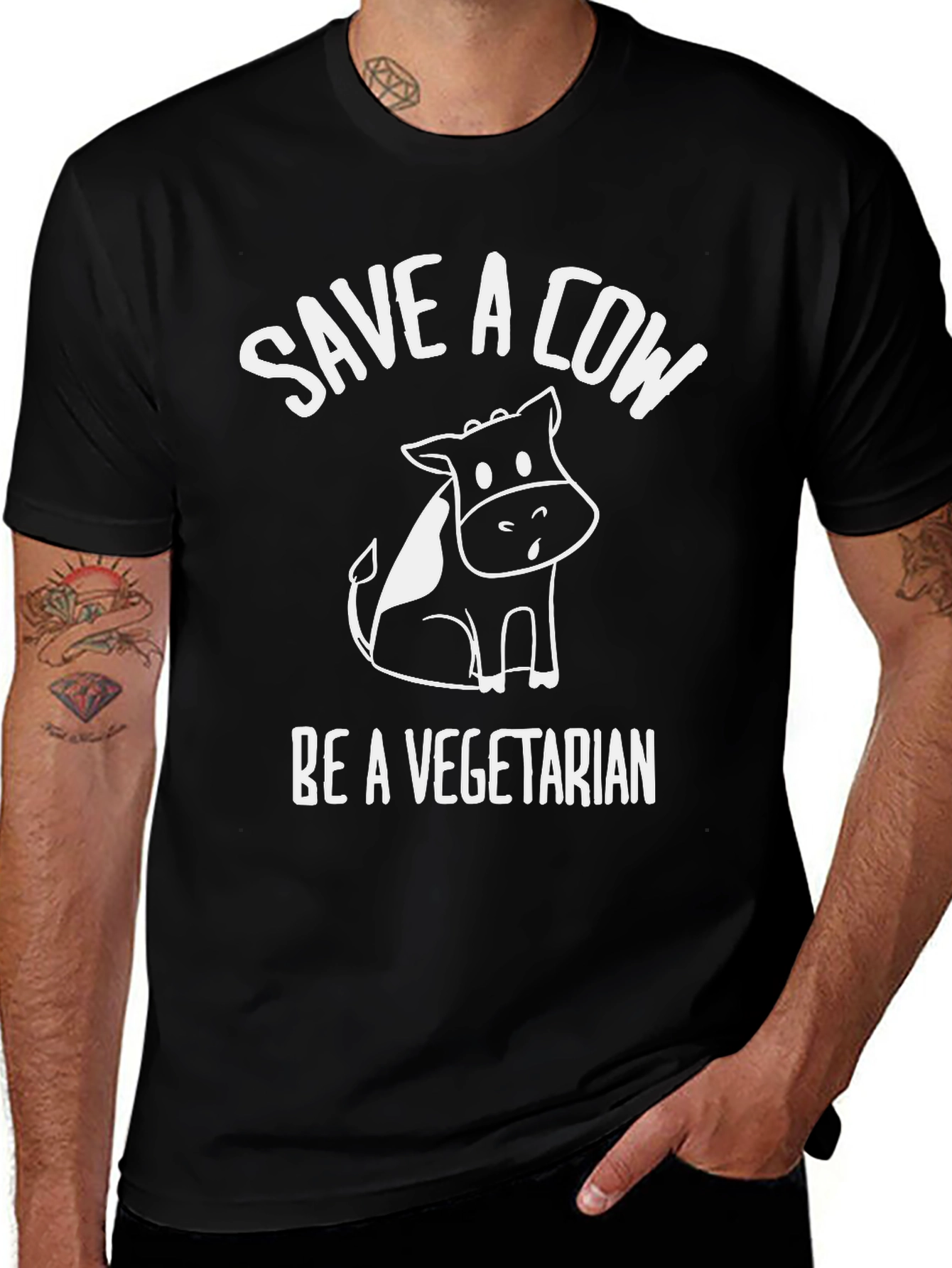 Save a Cow Be Vegetarian Graphic T-Shirt