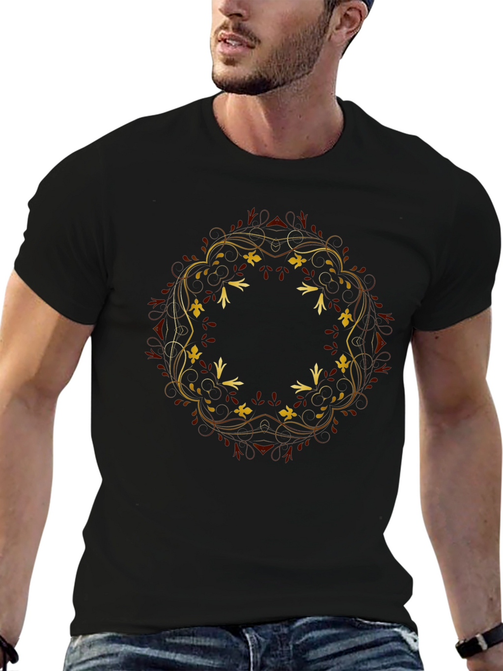 Floral Mandala Graphic Tee - Black