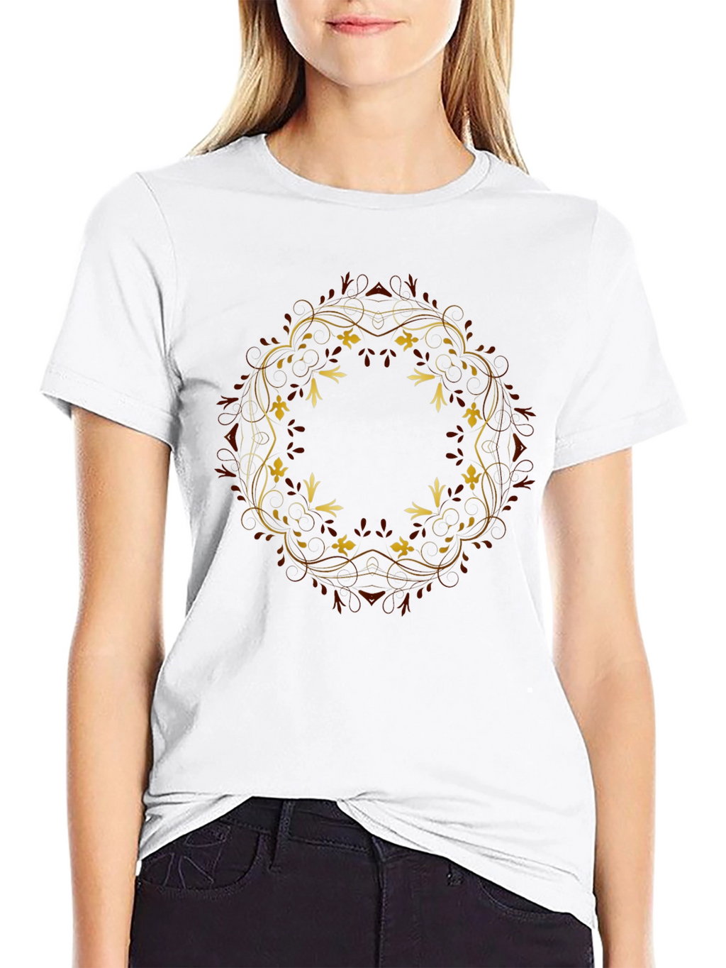 Floral Mandala Graphic Tee - Black