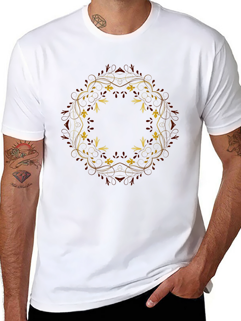Floral Mandala Graphic Tee - Black