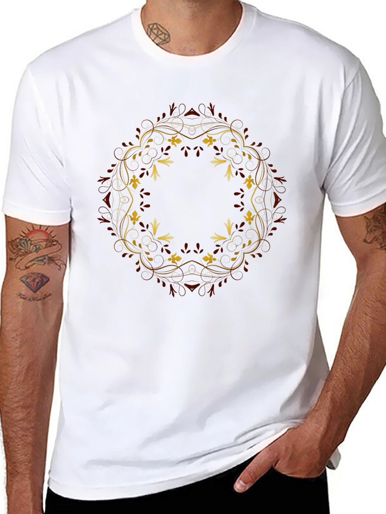 Floral Mandala Graphic Tee - Black
