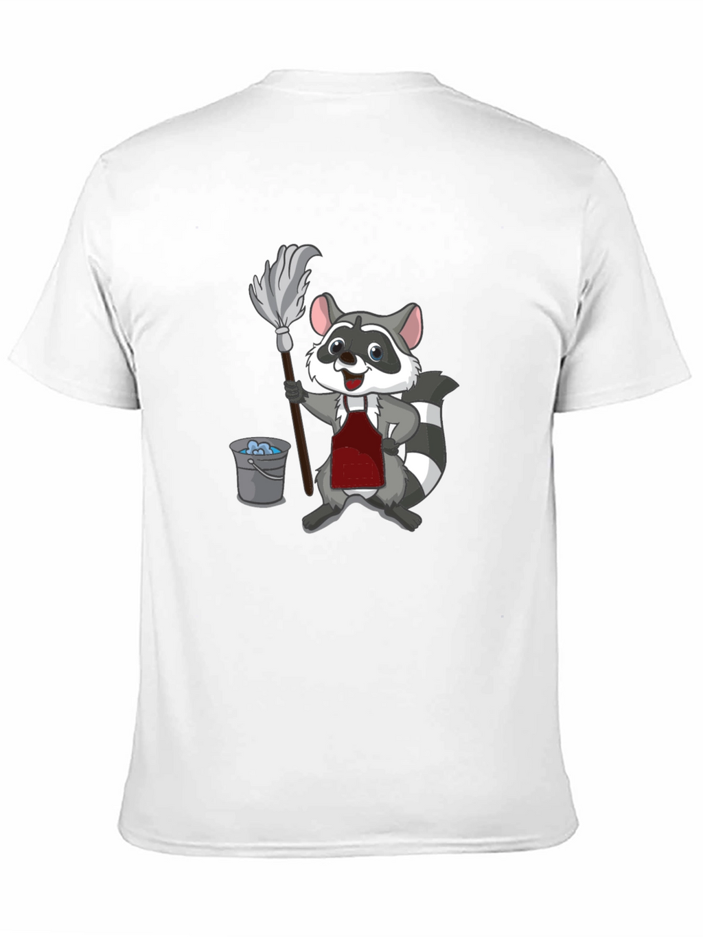 Raccoon Cleaning T-Shirt - Cartoon Janitor Tee