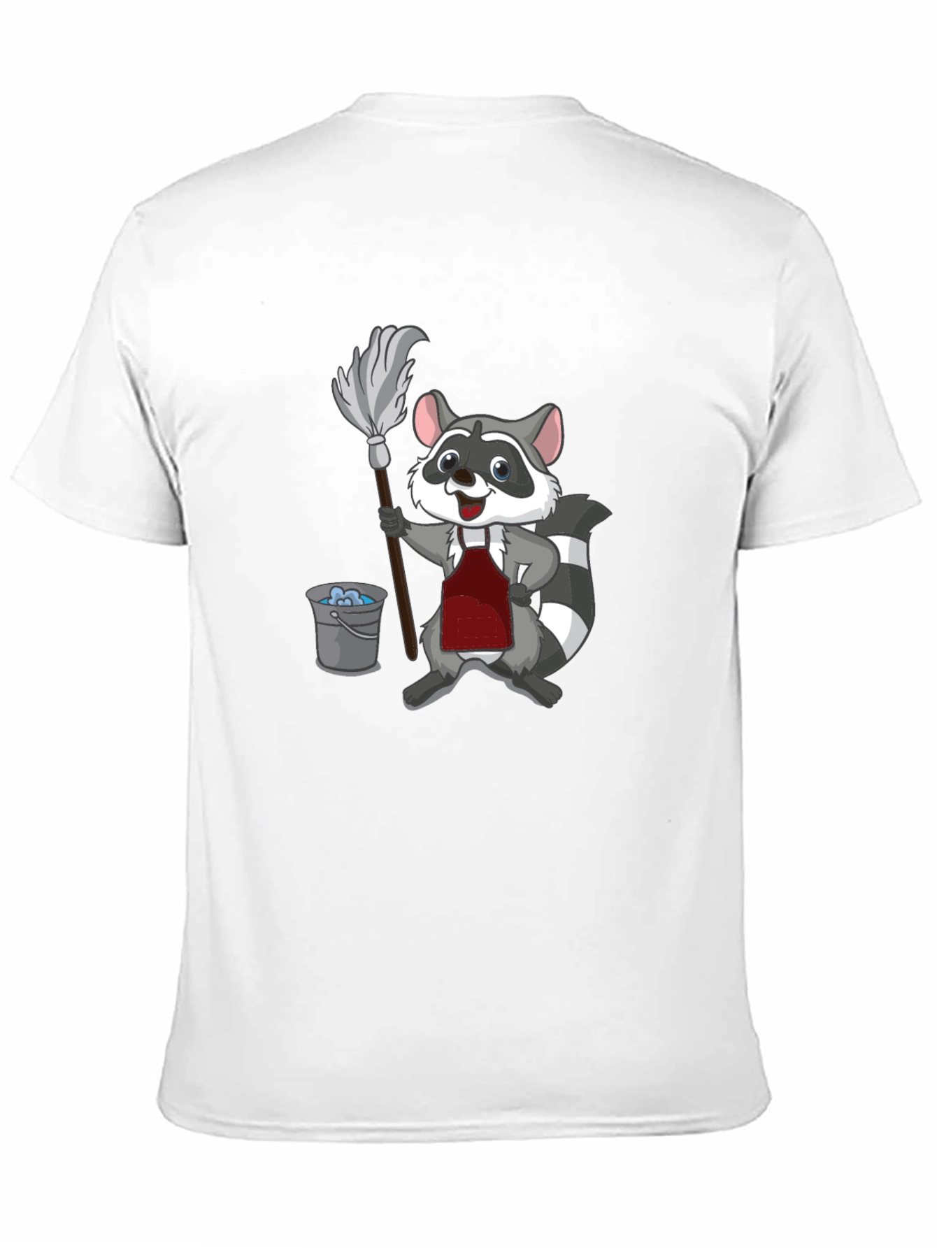 Raccoon Cleaning T-Shirt - Cartoon Janitor Tee