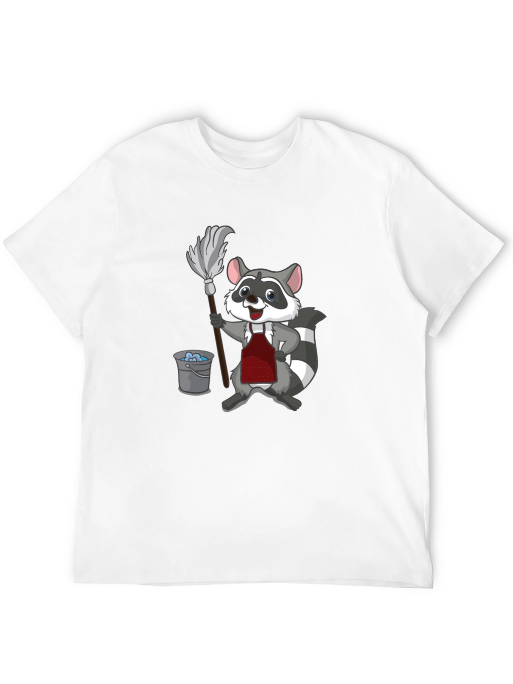 Raccoon Cleaning T-Shirt - Cartoon Janitor Tee