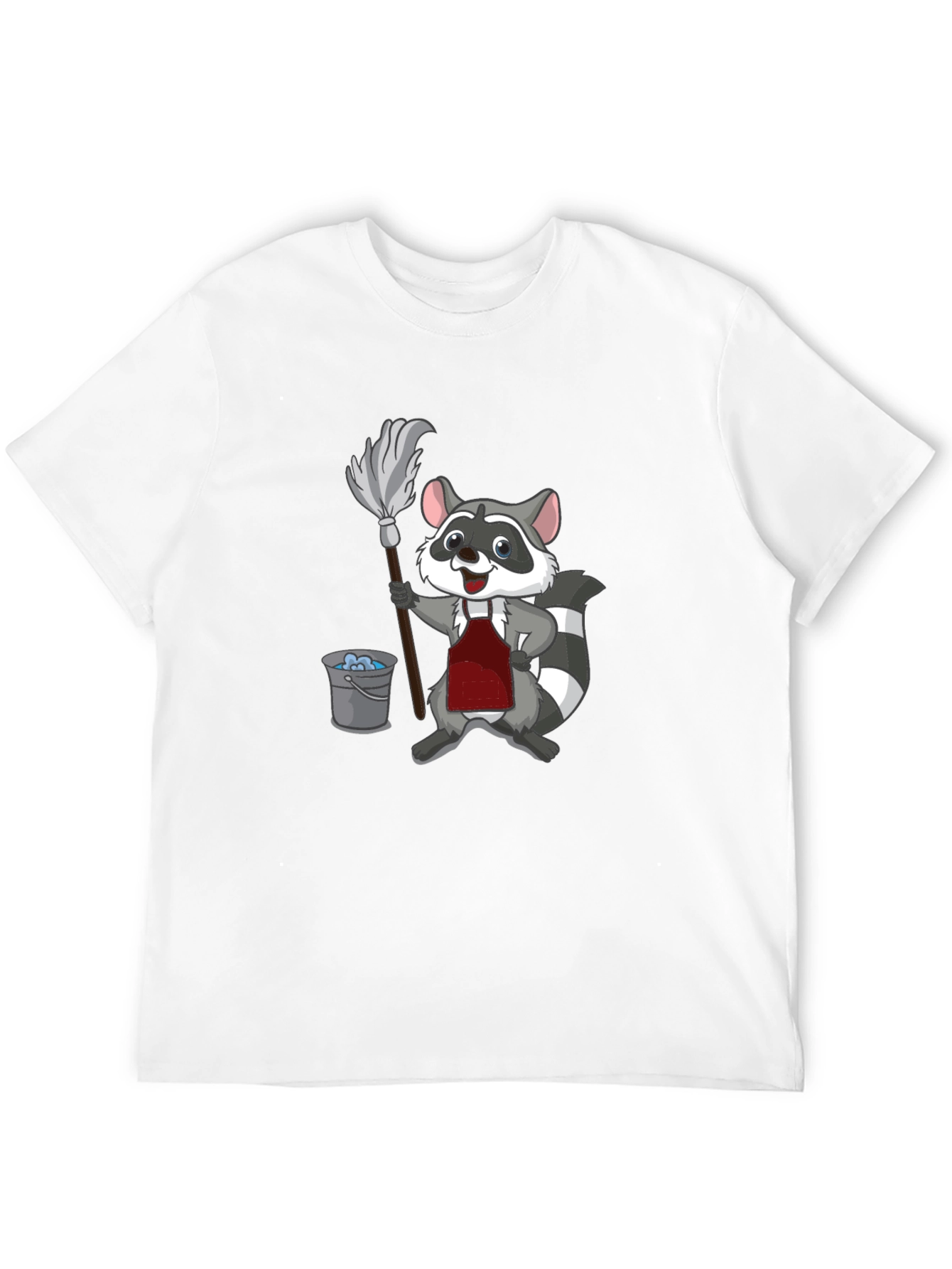 Raccoon Cleaning T-Shirt - Cartoon Janitor Tee