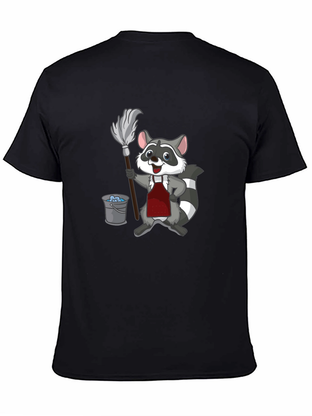 Raccoon Cleaning T-Shirt - Cartoon Janitor Tee