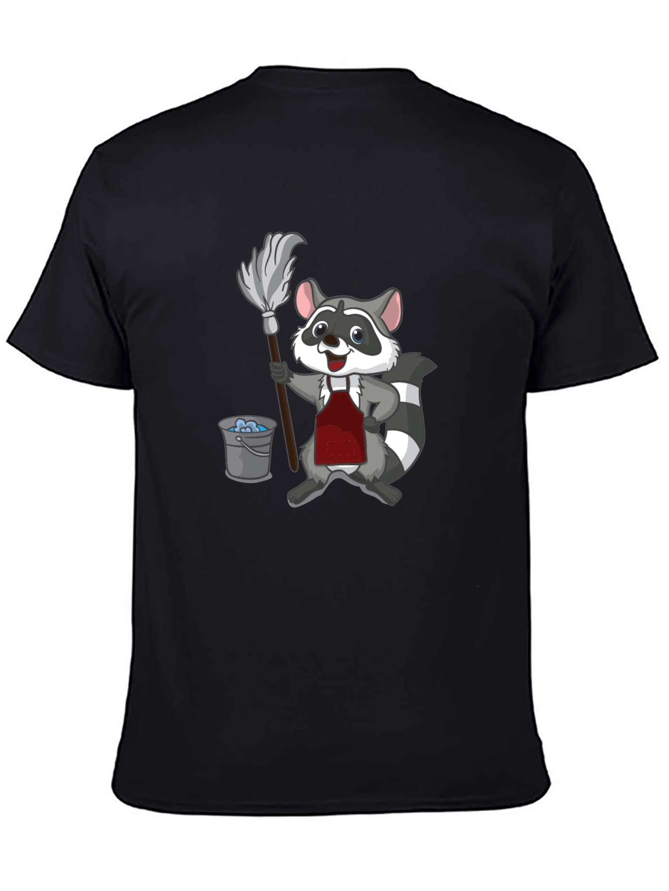 Raccoon Cleaning T-Shirt - Cartoon Janitor Tee