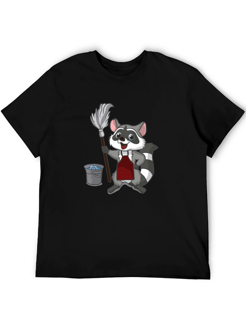 Raccoon Cleaning T-Shirt - Cartoon Janitor Tee