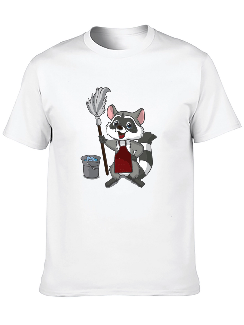 Raccoon Cleaning T-Shirt - Cartoon Janitor Tee