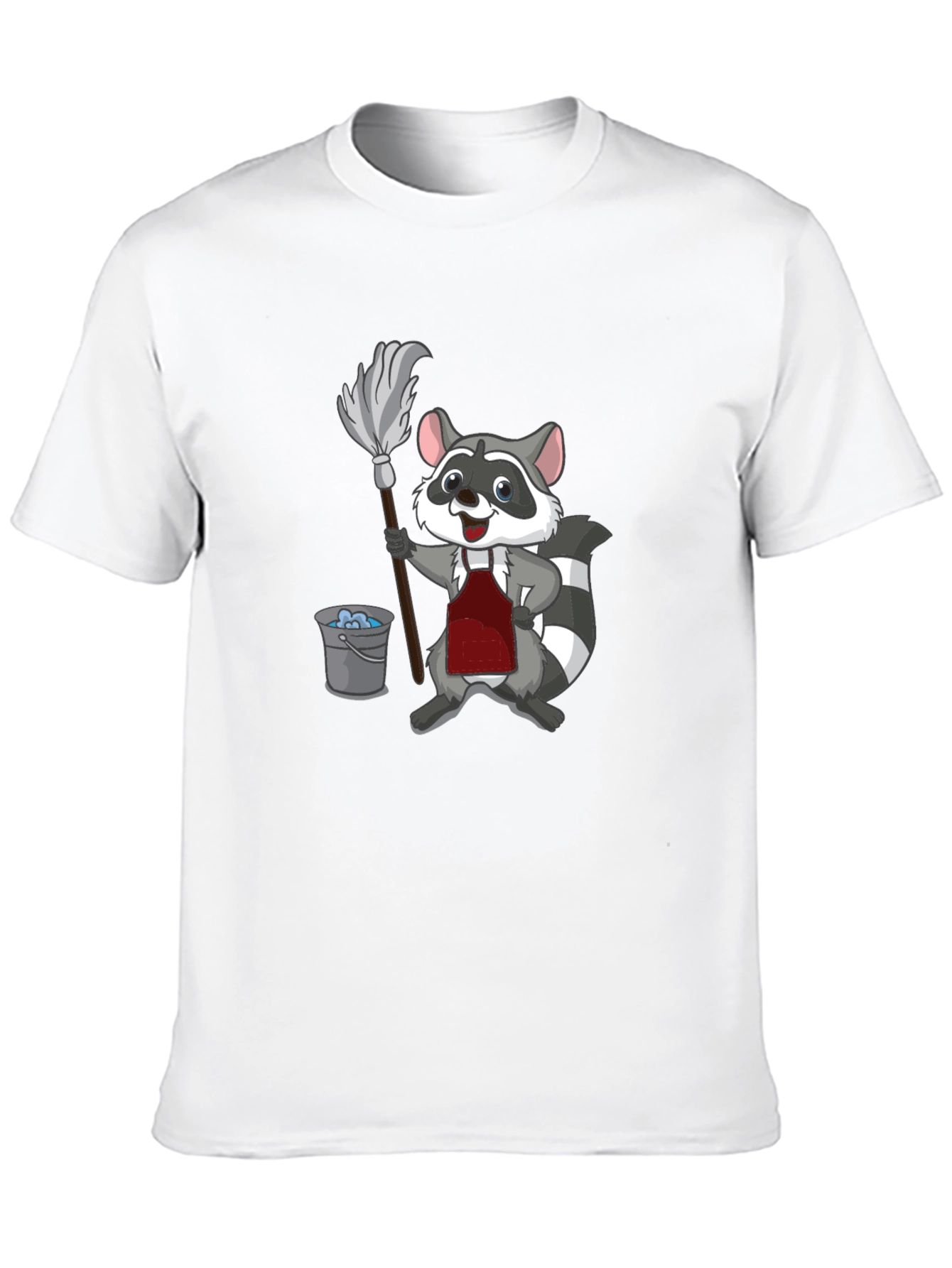 Raccoon Cleaning T-Shirt - Cartoon Janitor Tee