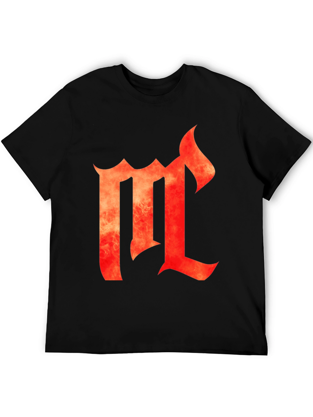 Fiery Letter M Black Graphic Tee