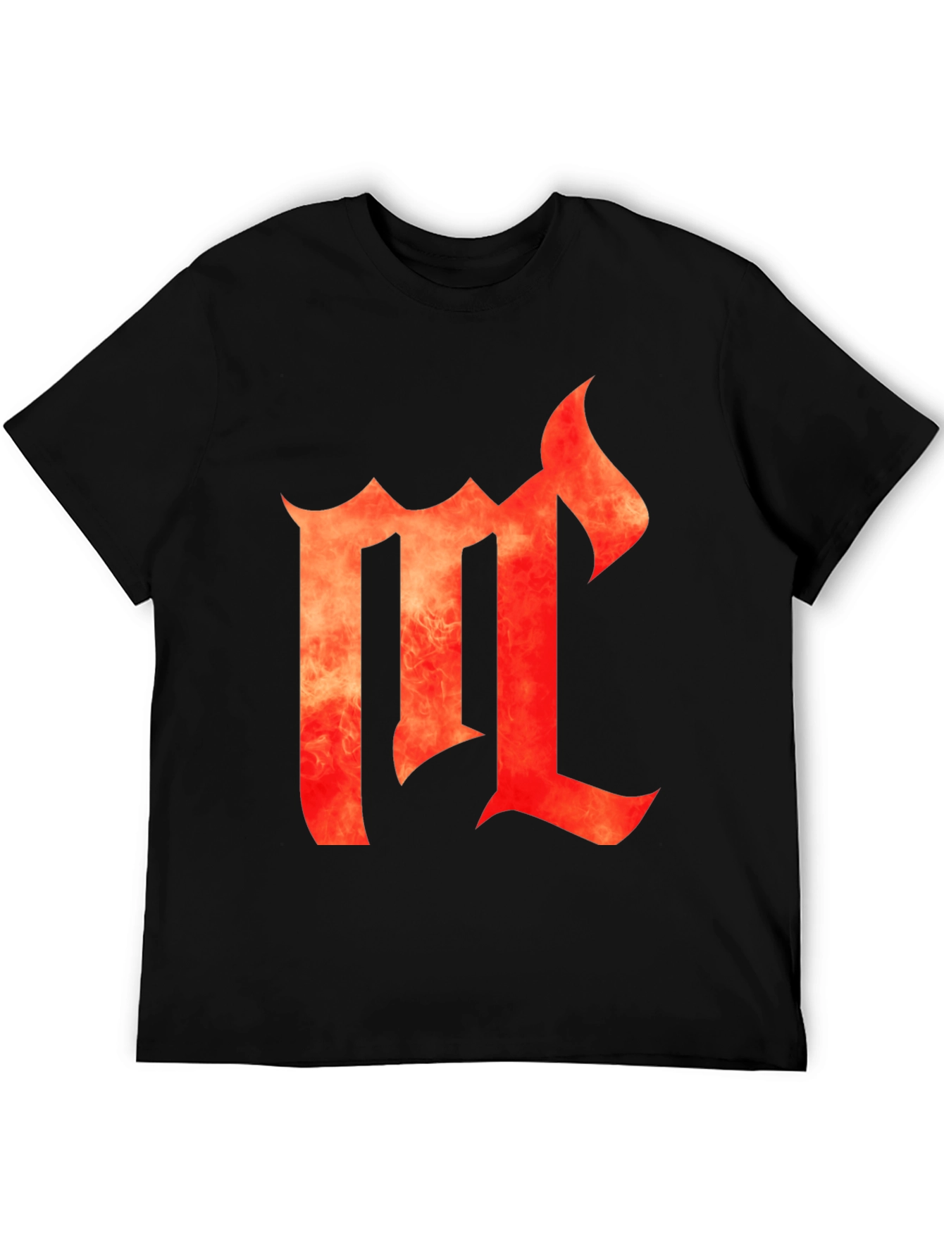 Fiery Letter M Black Graphic Tee