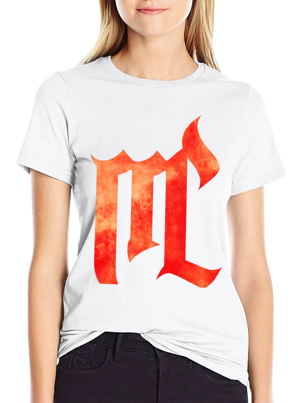 Fiery Letter M Black Graphic Tee