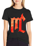Fiery Letter M Black Graphic Tee