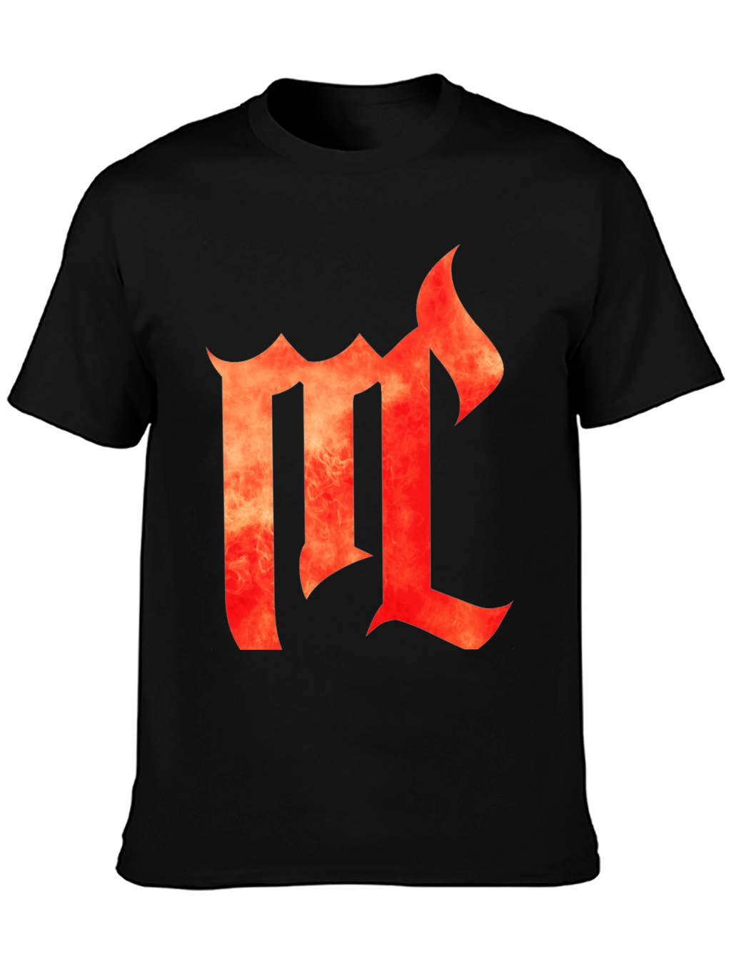 Fiery Letter M Black Graphic Tee