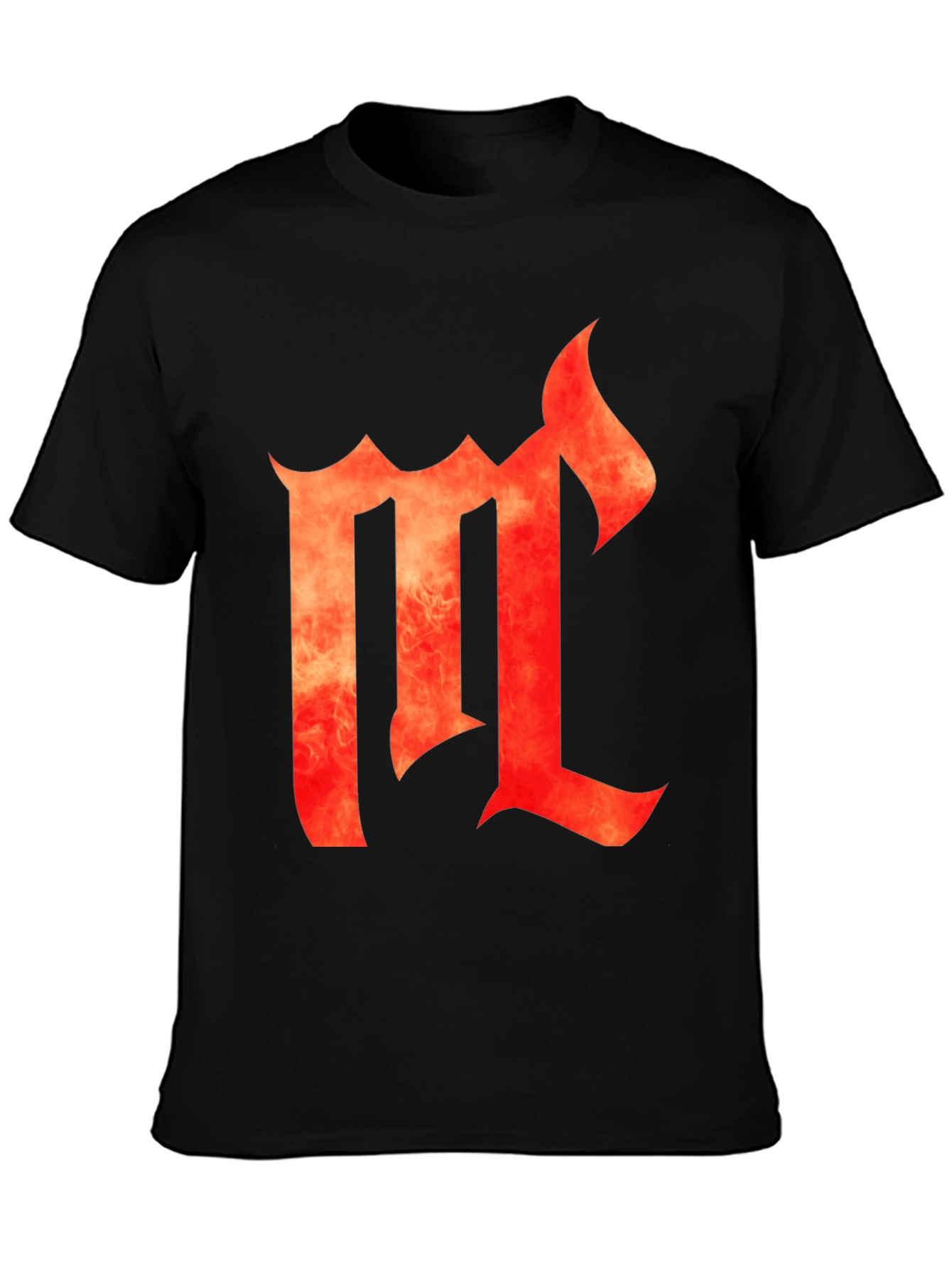 Fiery Letter M Black Graphic Tee