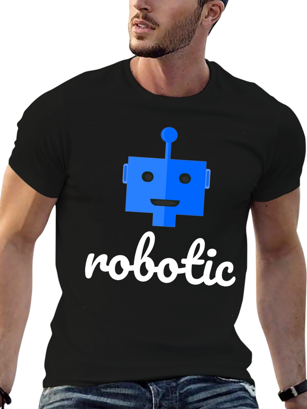 Robotic T-Shirt - Black Cotton Blend Tee