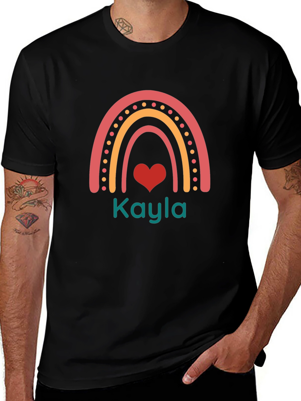 Kayla Rainbow Heart Graphic Tee - Trendy Casual Shirt