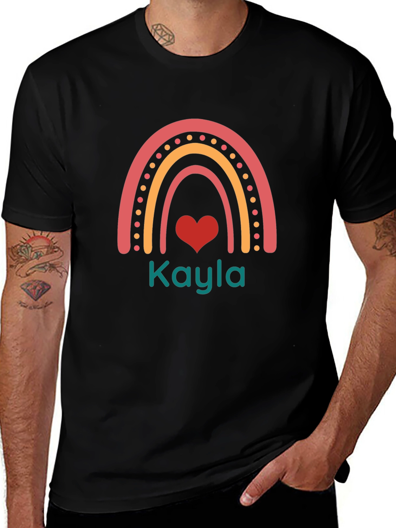 Kayla Rainbow Heart Graphic Tee - Trendy Casual Shirt