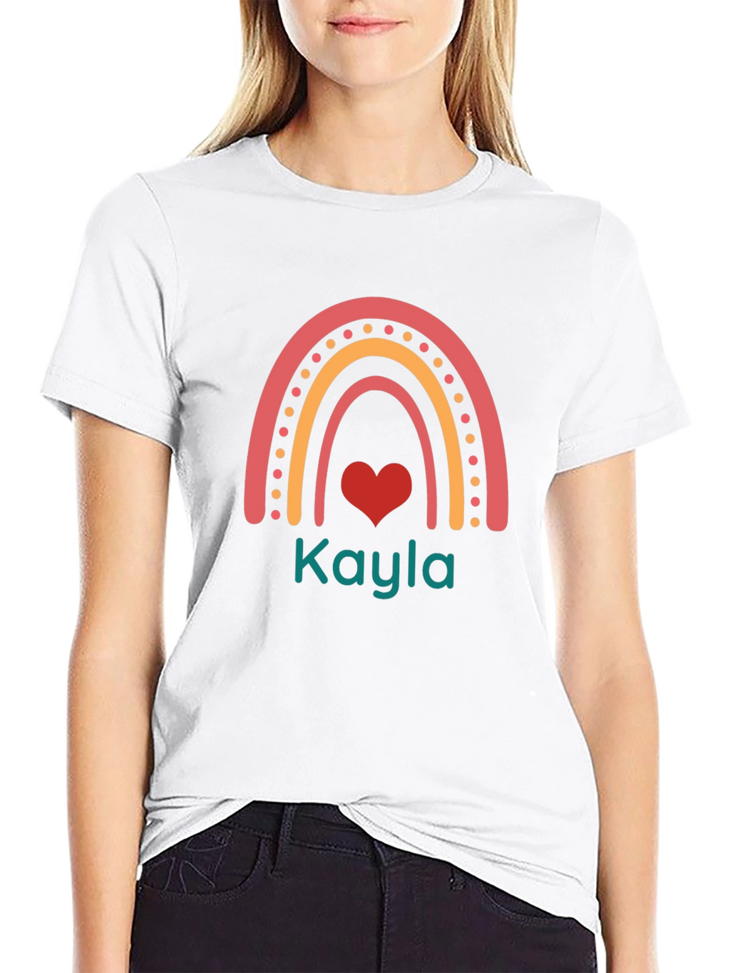 Kayla Rainbow Heart Graphic Tee - Trendy Casual Shirt