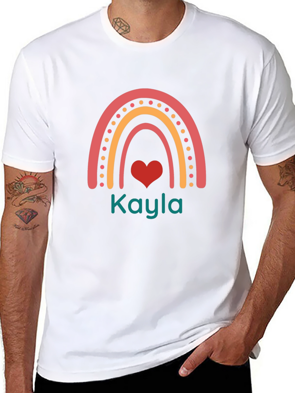 Kayla Rainbow Heart Graphic Tee - Trendy Casual Shirt