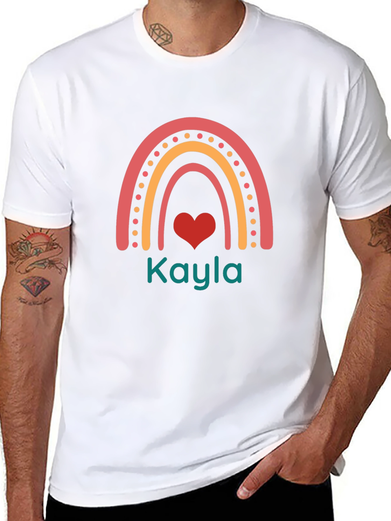 Kayla Rainbow Heart Graphic Tee - Trendy Casual Shirt