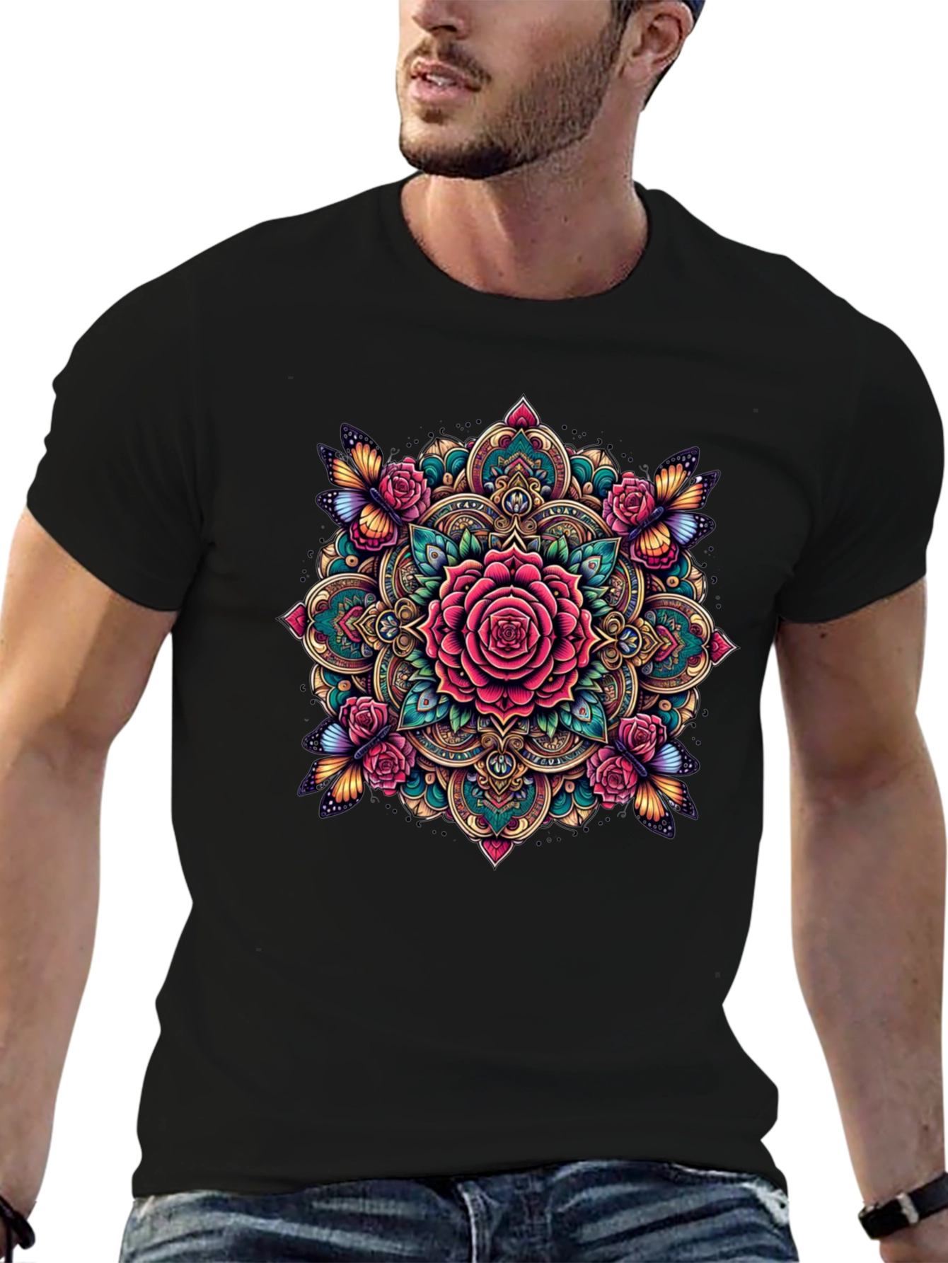 Floral Mandala T-Shirt: Unique Artistic Design