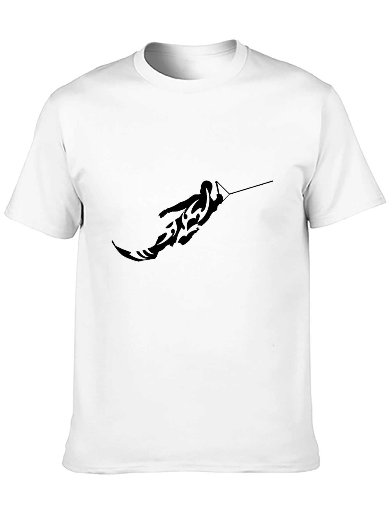 Black Graphic Tee - Waterskier Tattoo Design