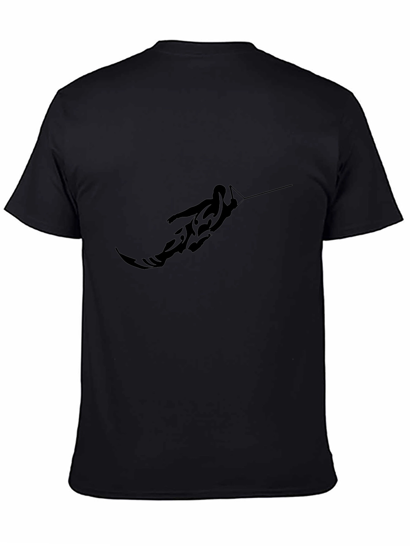 Black Graphic Tee - Waterskier Tattoo Design
