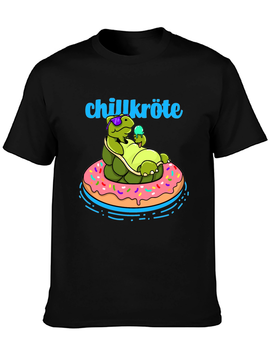 Chillkröte T-Shirt: Relaxing Turtle on Donut