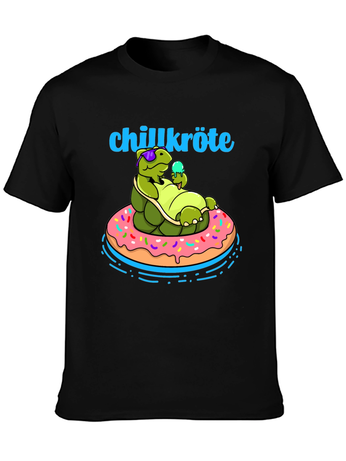 Chillkröte T-Shirt: Relaxing Turtle on Donut