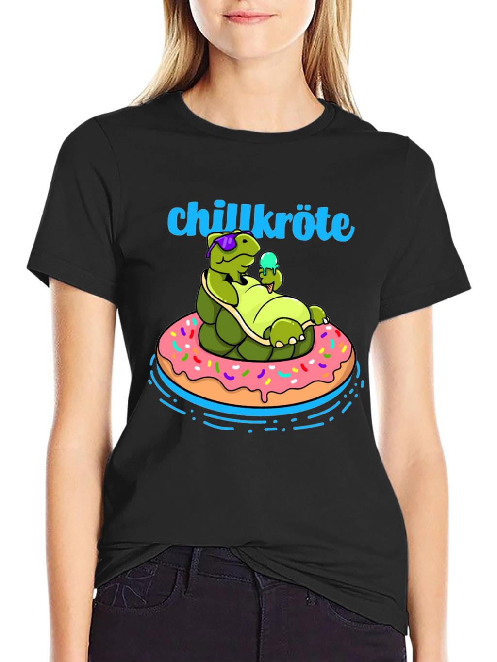 Chillkröte T-Shirt: Relaxing Turtle on Donut