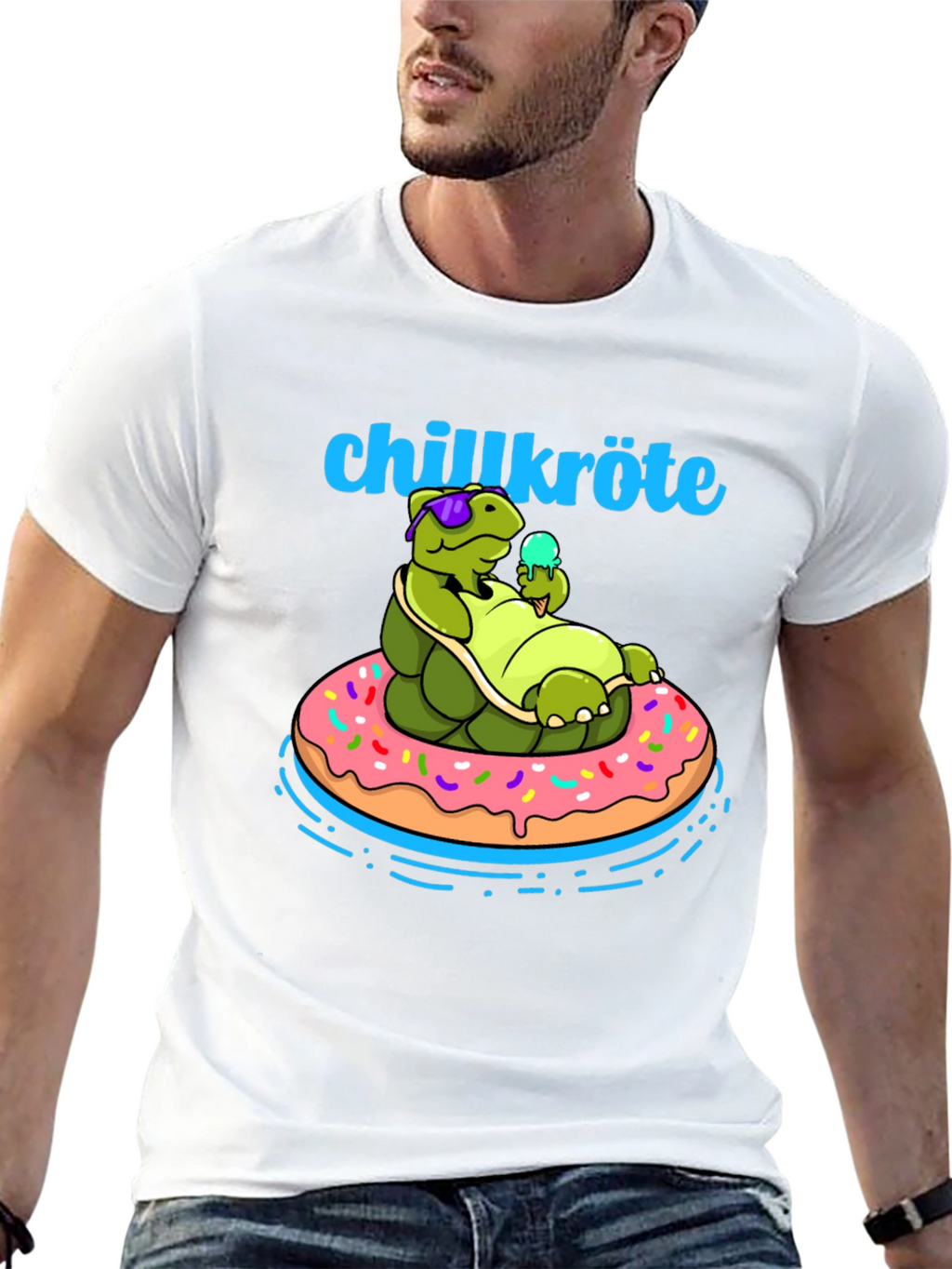 Chillkröte T-Shirt: Relaxing Turtle on Donut