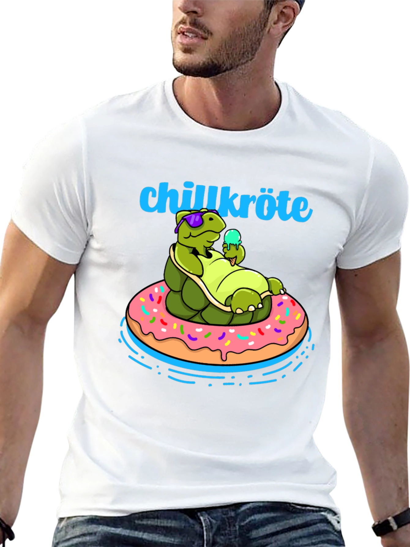 Chillkröte T-Shirt: Relaxing Turtle on Donut