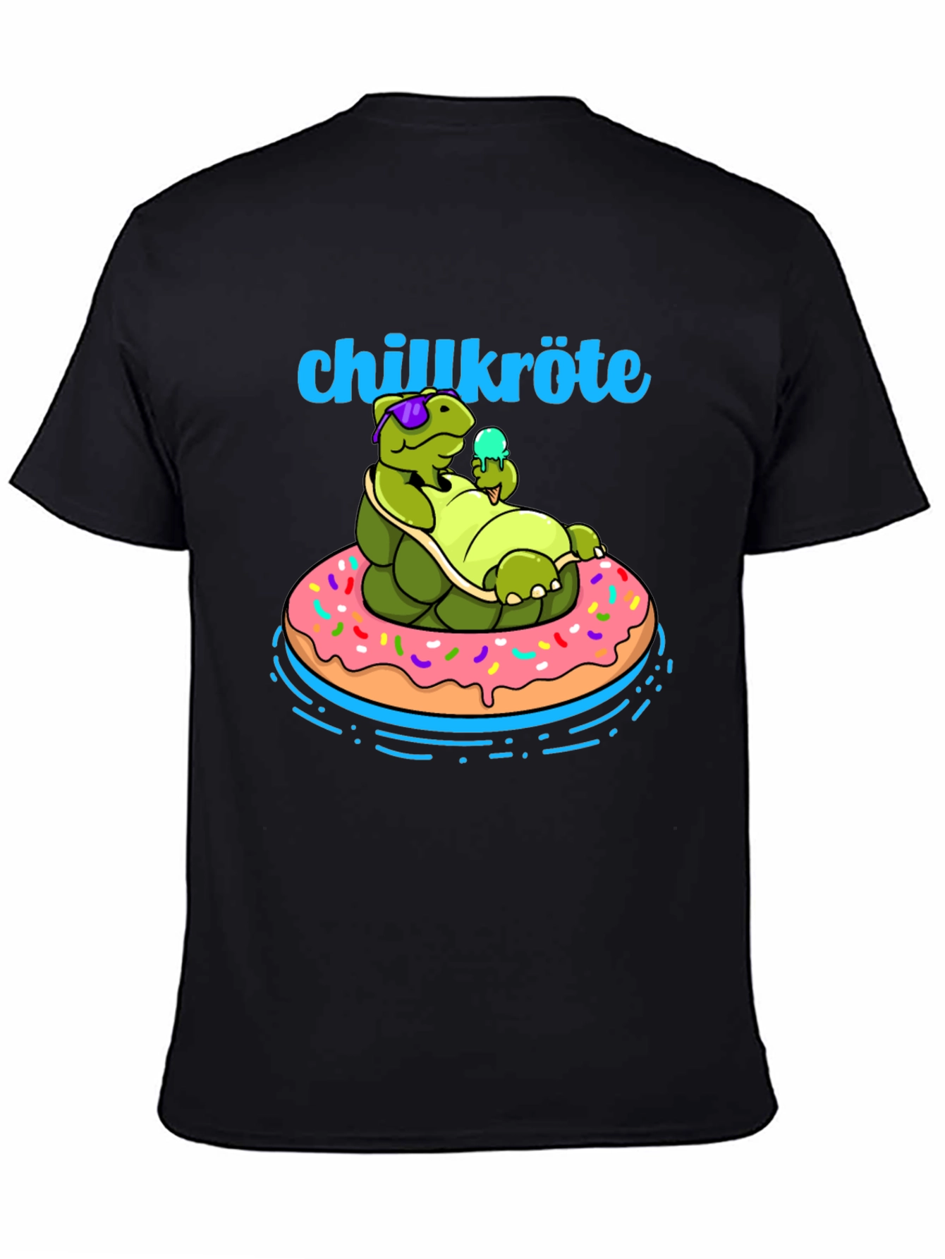 Chillkröte T-Shirt: Relaxing Turtle on Donut