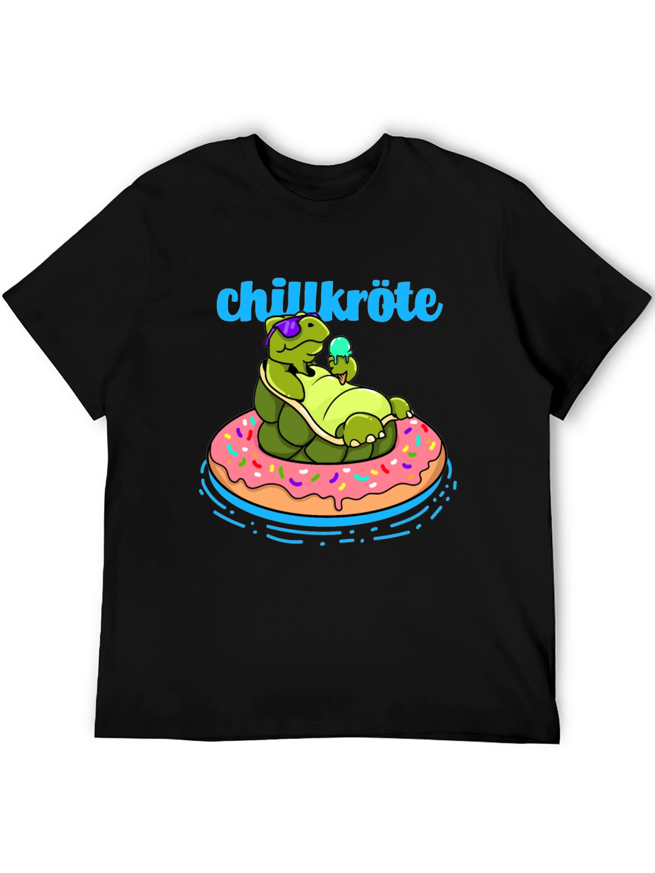 Chillkröte T-Shirt: Relaxing Turtle on Donut